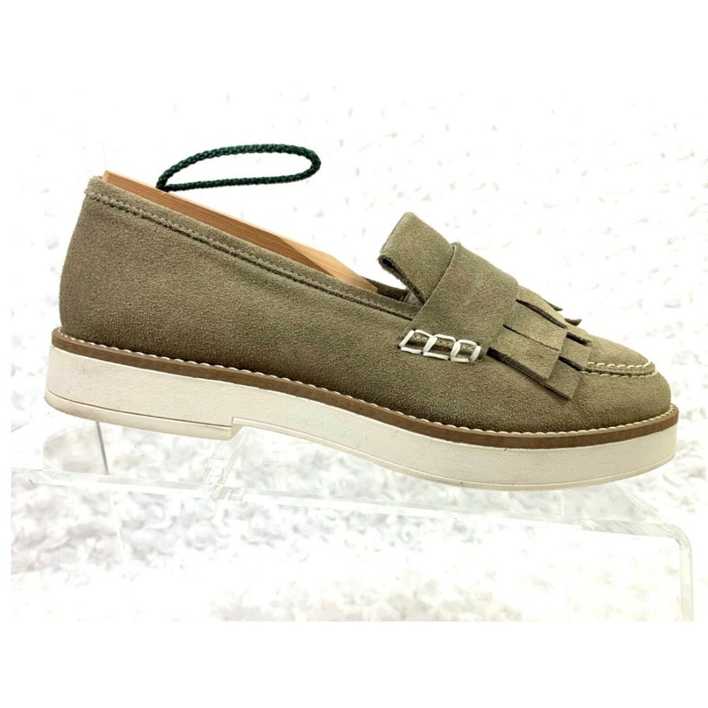 Women's Olive Suede Kiltie Loafer